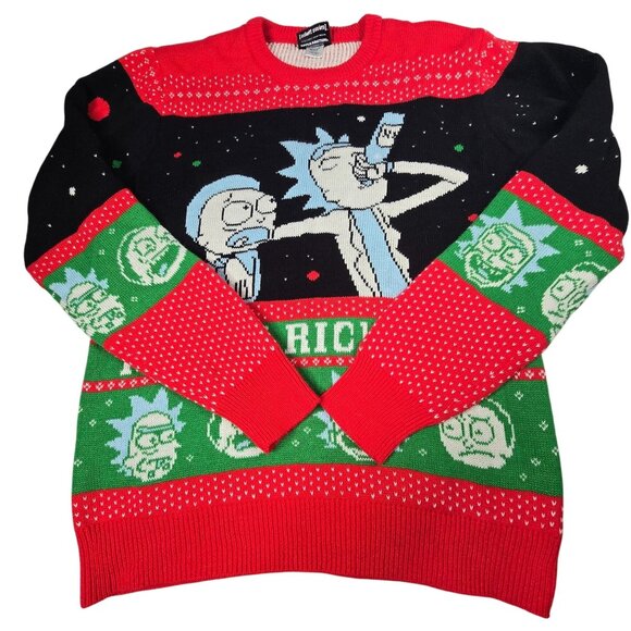 Rick & Morty "Merry Rickmas" Adult Swim Christmas Sweater Large - Picture 2 of 8